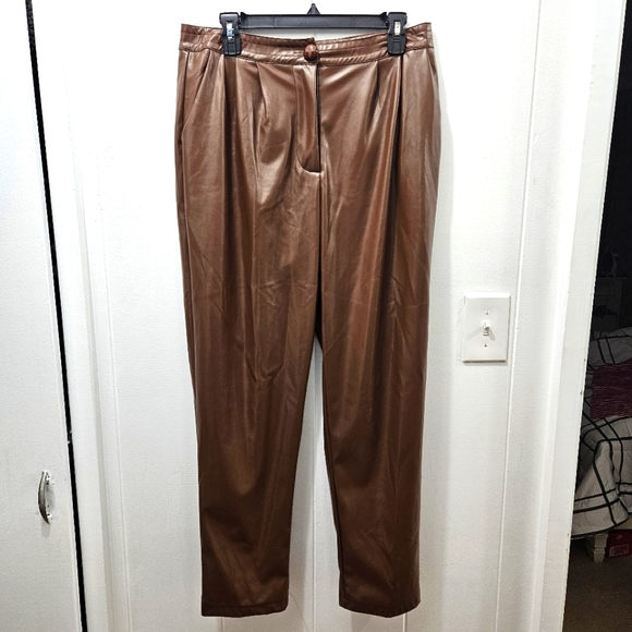 PRINCESS POLLY LOVE CLUB PANTS Brown Vegan Leather size US 12 - Picture 3 of 16